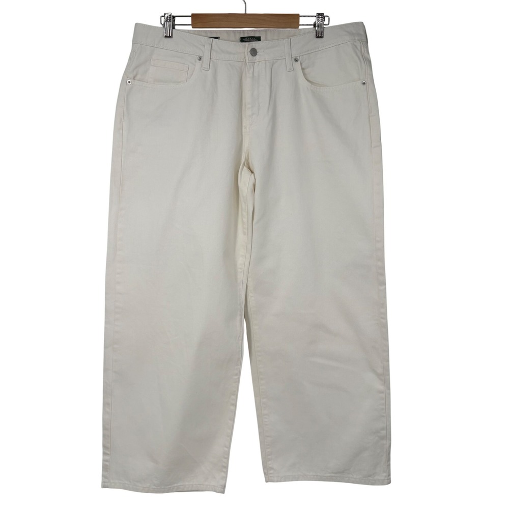 Wild Fable Womens Low Rise Baggy Jeans Off White Rigid Cotton Denim 16/31R